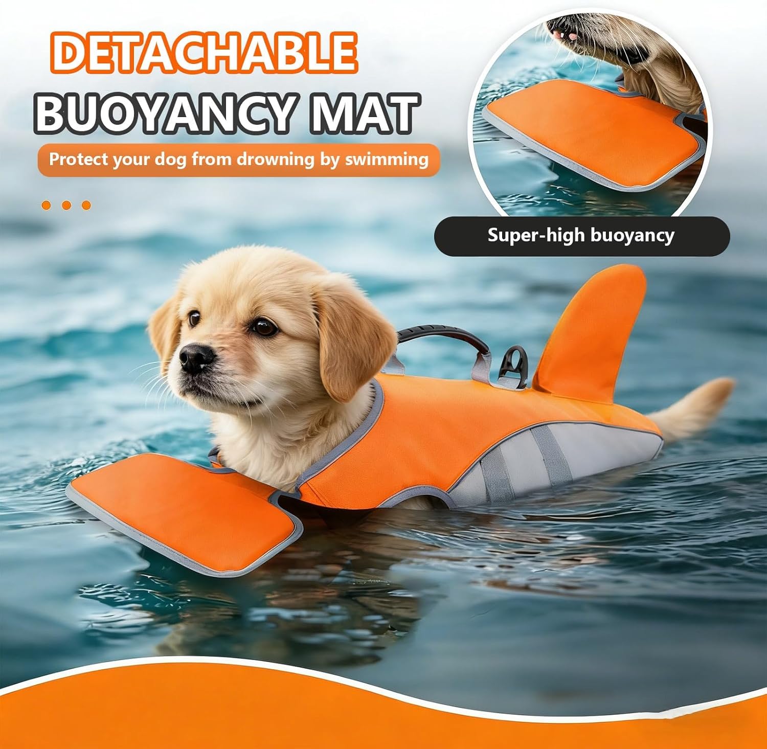Dog Life Jacket,Premium Buoyancy Swim Vest with Lift Handle,Secure Fit & Reflective Trim,Adjustable Flotation for Swimming,for Small Medium Dogs,Outdoor Adventures (s-XL)(Orange,Medium)