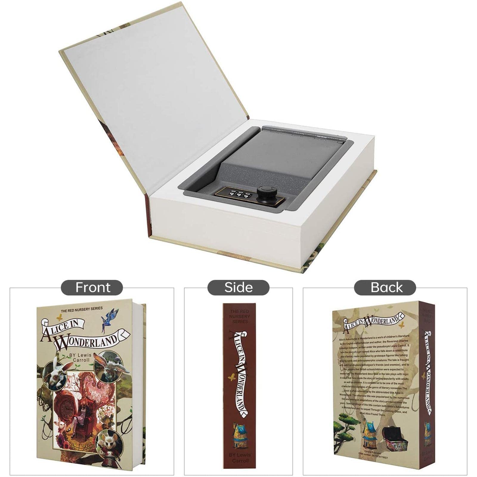 Buchtresor mit Zahlenschloss Buchsafe Tresor für Geld und Schmuck Buch-Safe Kombinationsschloss echte Papierseiten getarnte Geldkassette,Beige-combination lock
