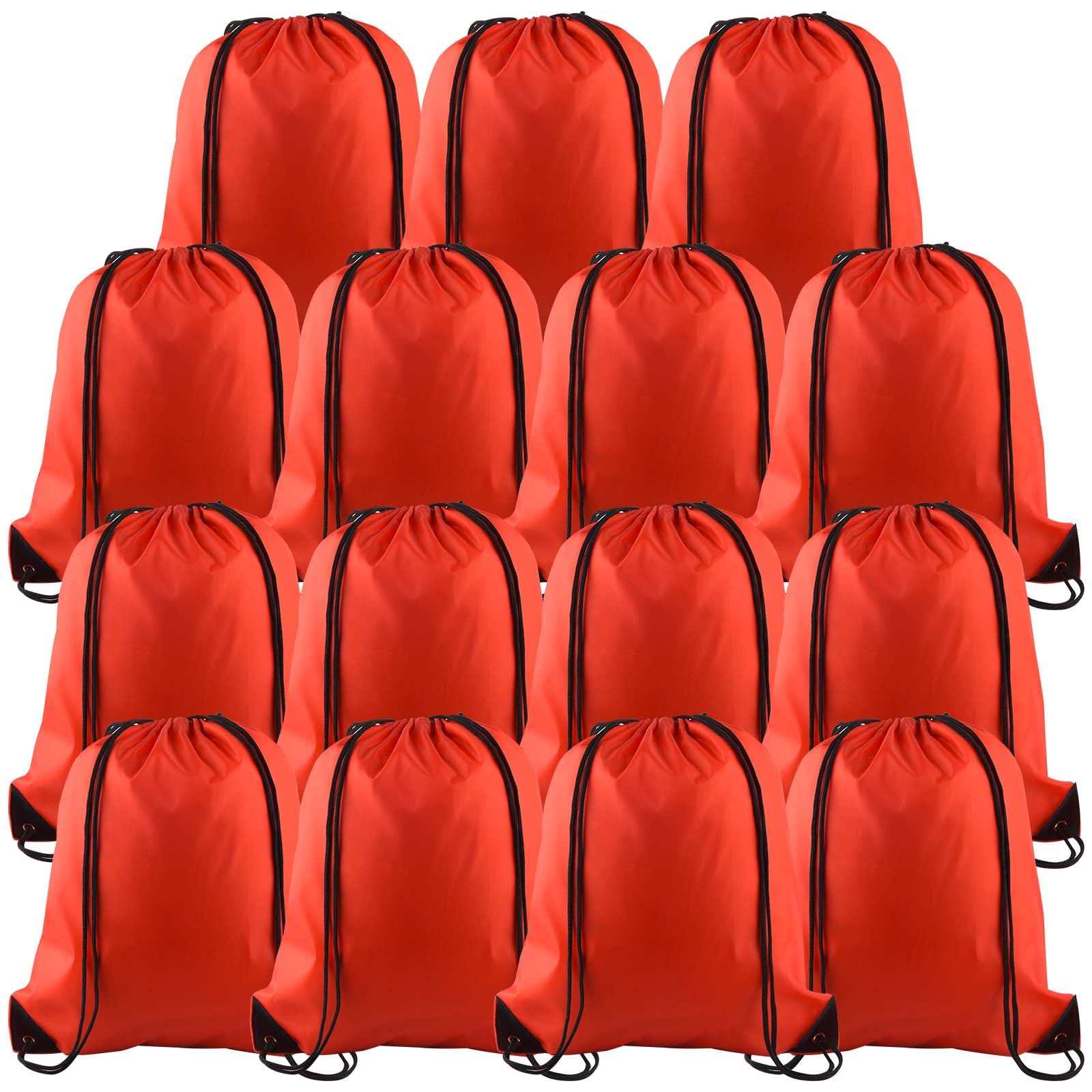 PLULON 15 Pcs Red Drawstring Bags Drawstring Backpack Bulk, String Backpack Cinch Sack Sport Gym Backpack Bags for Yoga Traveling Outdoor Sports