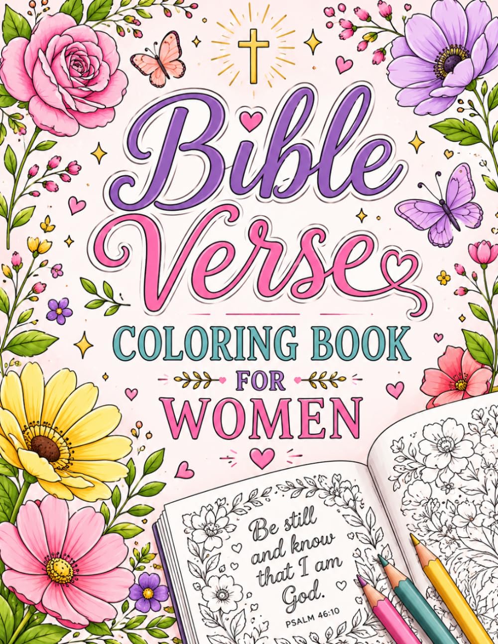Bible Verse Coloring Book for Women: 50 Inspirational & Uplifting Scripture Quotes for Stress Relief and Relaxation: Christian Coloring Pages for Teens and Adults
