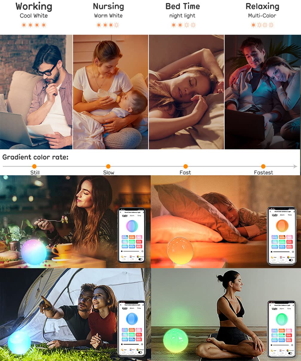 Lampade da tavolo LED dimmerabili con luce notturna RGB con temporizzazione Lampada da comodino compatibile con Alexa e Google Assistant Lampada da scrivania per arredamento camera da letto soggiorno