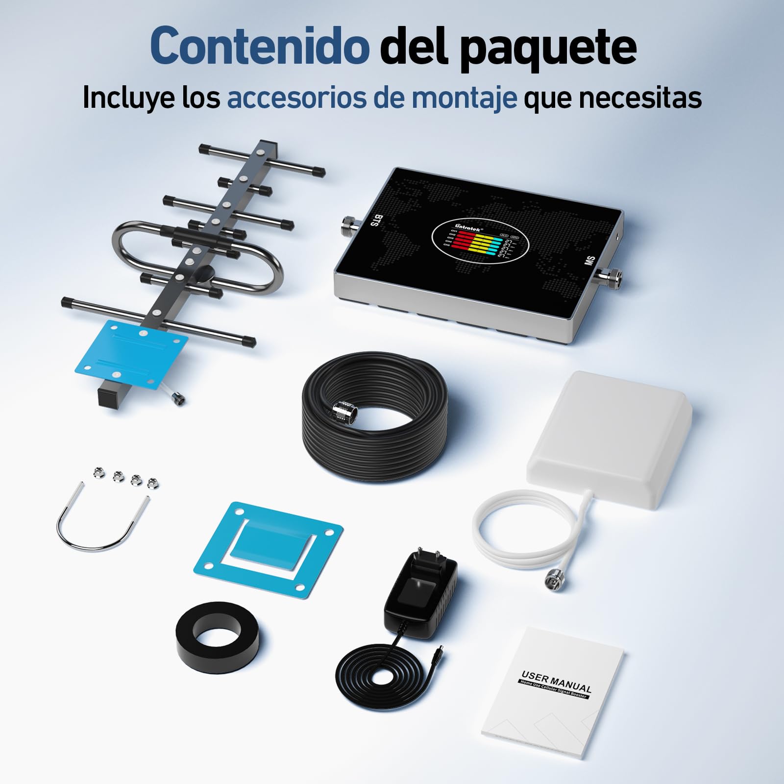 Amplificador Señal Movil 5 Bandas 20/8/3/1/7 - Amplificador de Cobertura Movil 4G 3G LTE gsm 70dB para Zonas Rurales y Oficinas Compatible con Movistar/Orange/Vodafone