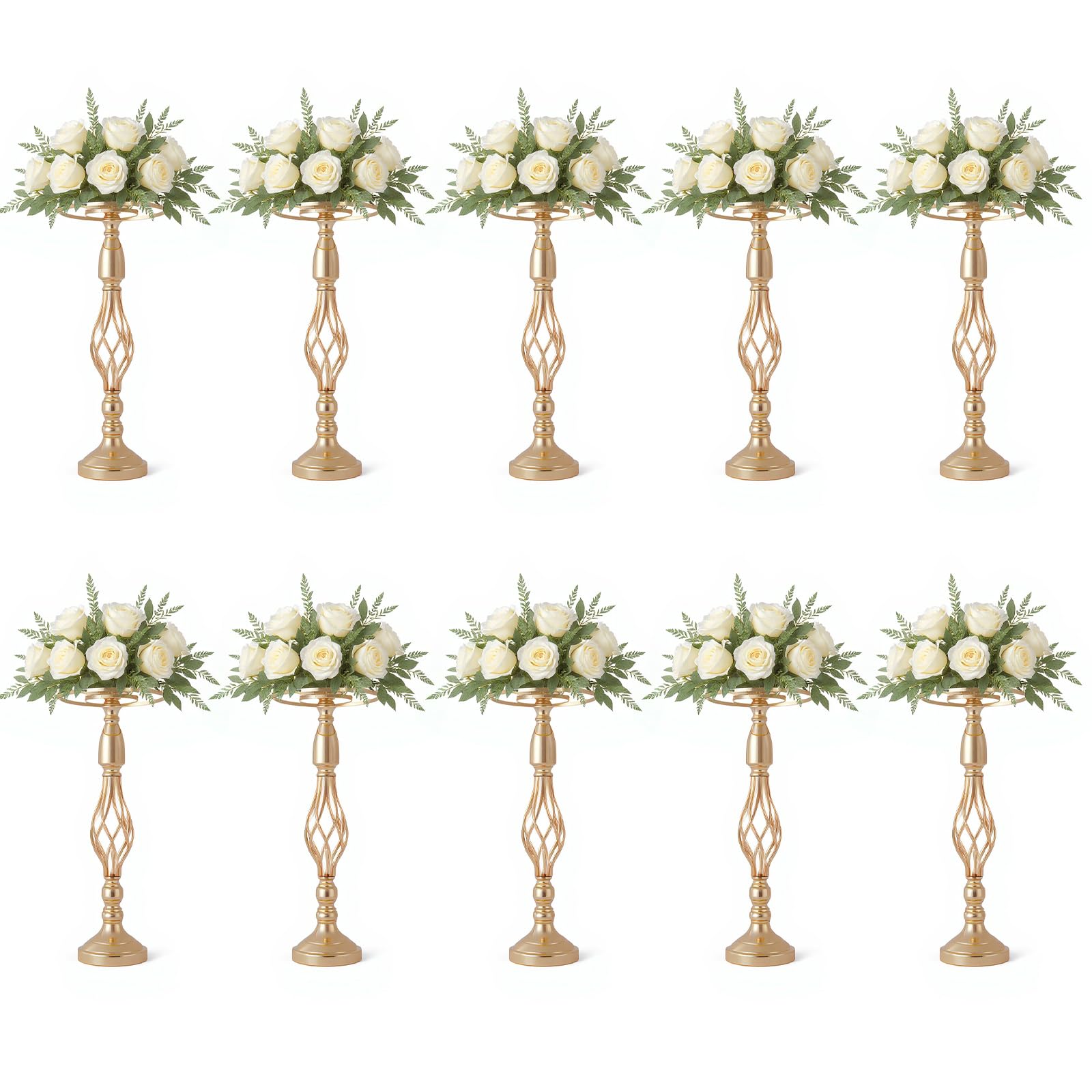 10 Pcs Gold Wedding Centerpieces Stand, 52cm Tall Metal Flower Vase for Table Decorations, Bulk Centerpiece Holders for Party, Birthday, Reception, Event, Home Decor