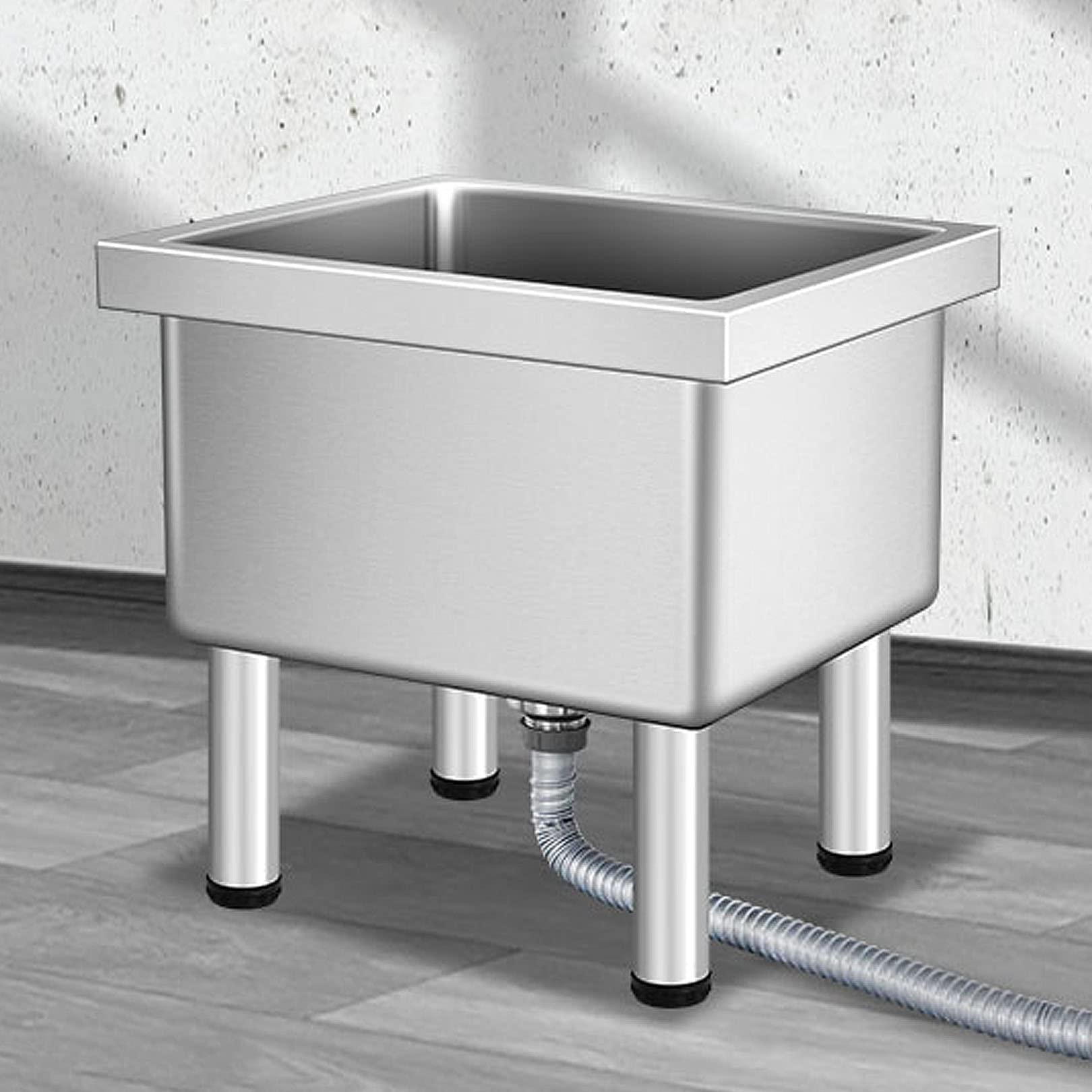 ASerZenith Floor Mount Mop Sink Mop Service Basin, Household Laundry Slop Sink Utility Tub Mop Pool With Strainer For Kitchen Restaurant Business,50Cm(19.7In)
