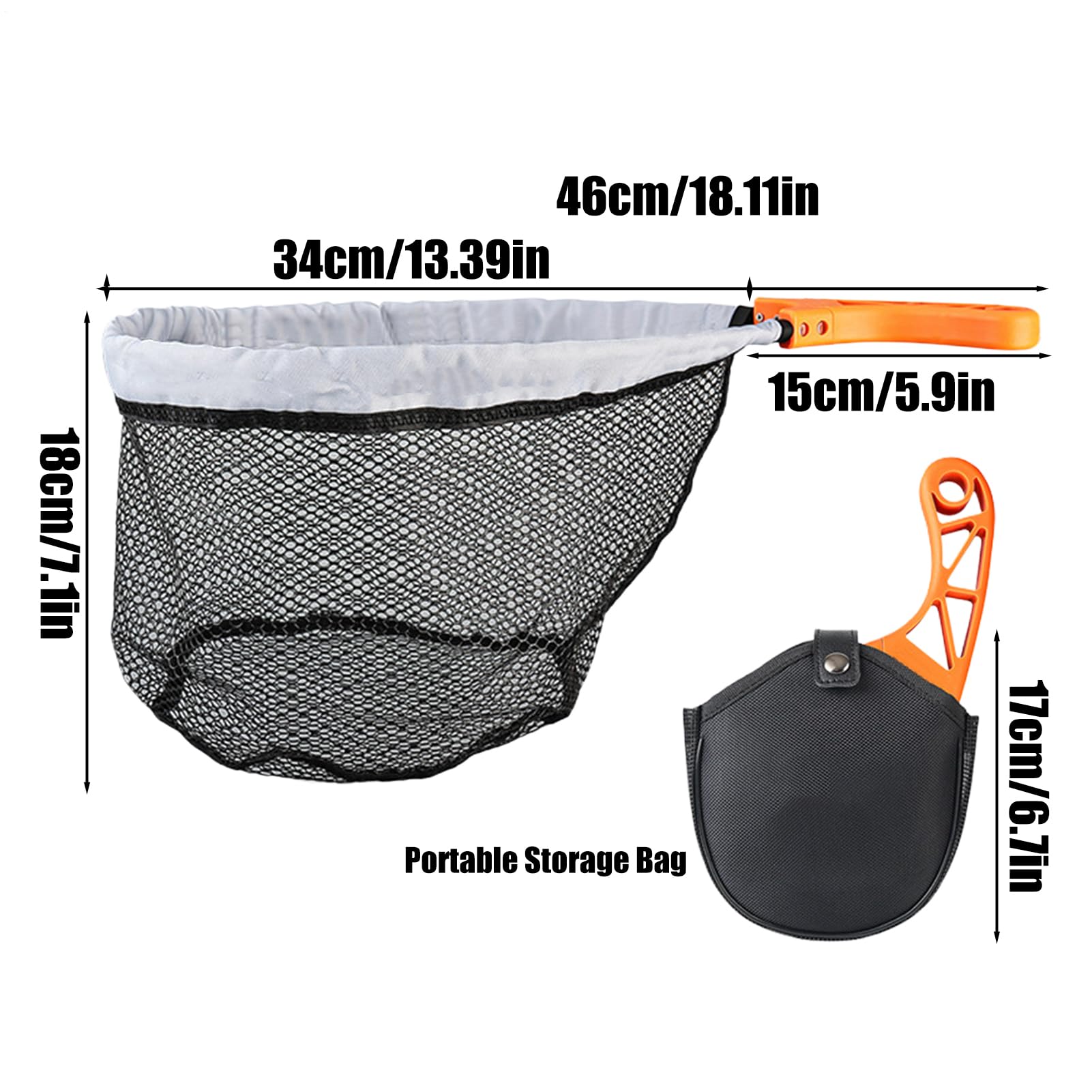 Rete da a mosca, in gomma, rete antiscivolo, per lago, fiume, acqua salata, d'acqua, cattura e rilascio di salmone, pesce gatto, spigola, campeggio all'aperto, barca, design leggero