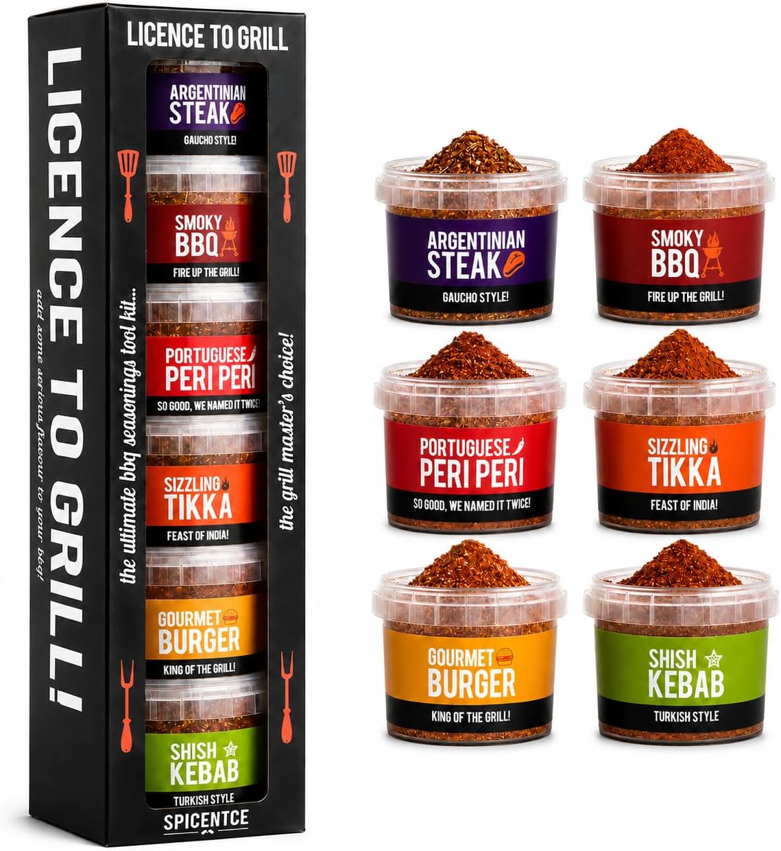 SPICE-N-TICE License to Grill BBQ Seasoning Gift Set – 6 Gourmet Spice Rubs for Grill, Air Fryer & Oven Cooking – 100% Natural – Salt & Sugar Free