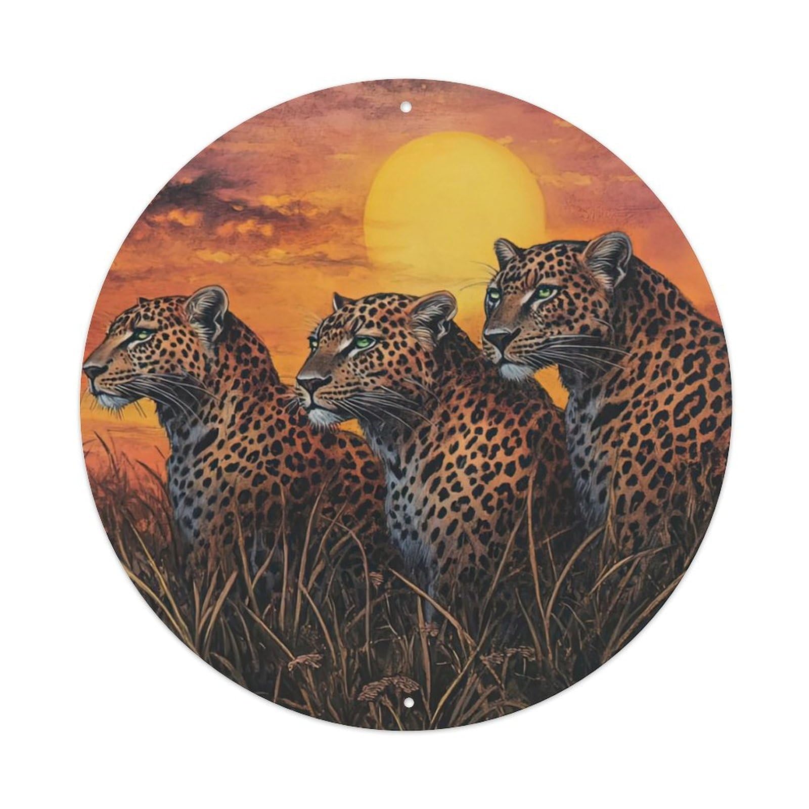 Animal Artwork Three Leopards at Sunset Metal Tin Sign