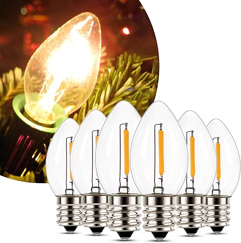 Bombilla LED C7 E12, bombillas LED de candelabro, equivalente a 0.5 W, bombilla incandescente de 5 W, blanco cálido, 2700 K, 50 lúmenes, repuesto de