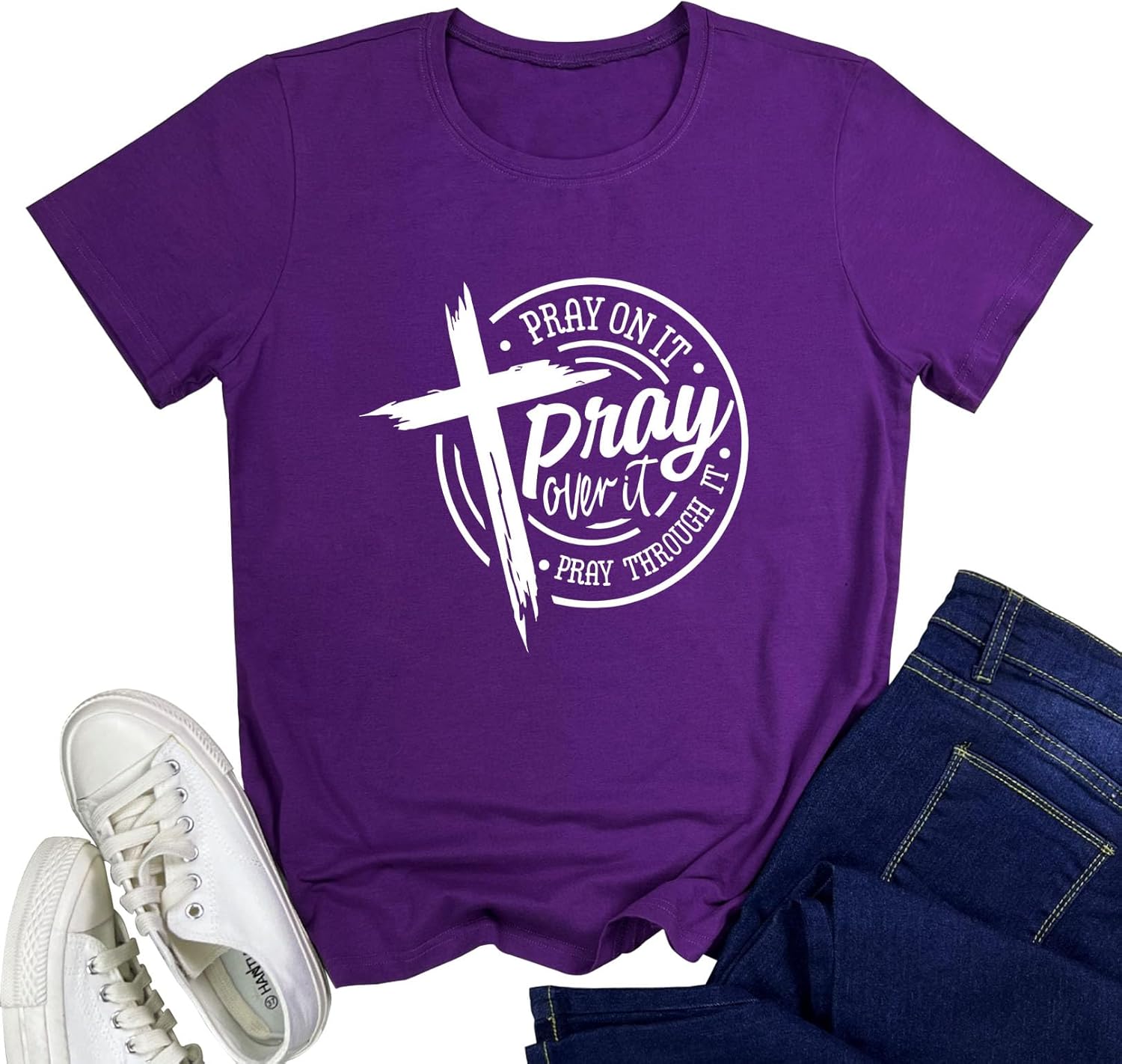 LOOKFACE Womens Pray Graphic Tees Cute Tops