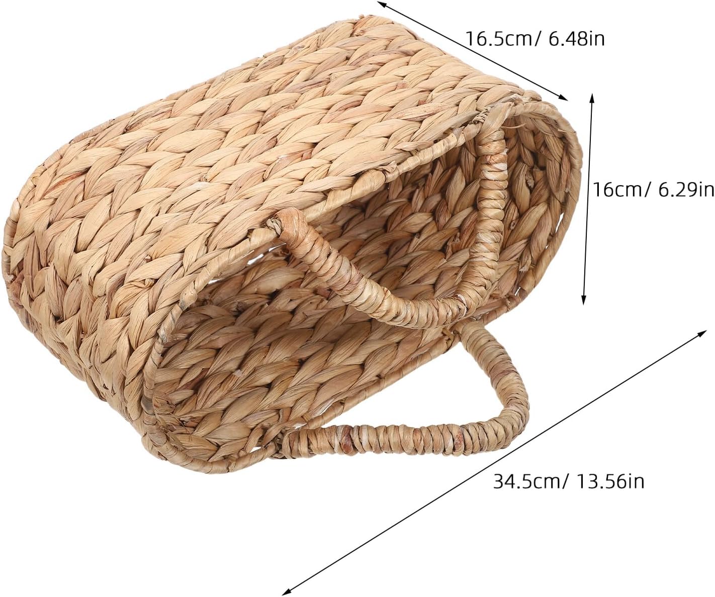 Kichvoe Handmade Oval Seagrass Basket with Handles Small Woven Storage Tote Decorative Shelf Organizer Grocery Market Basket for Vegetables Picnic