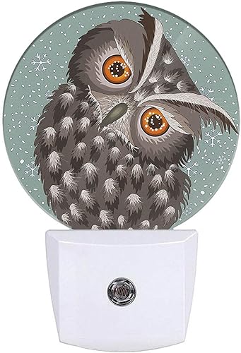 Miniatura 1 de Luz nocturna de búho, lindo pájaro con ojos grandes curiosos, retro, lámpara de noche del atardecer al amanecer, sensor automático para dormitorio,