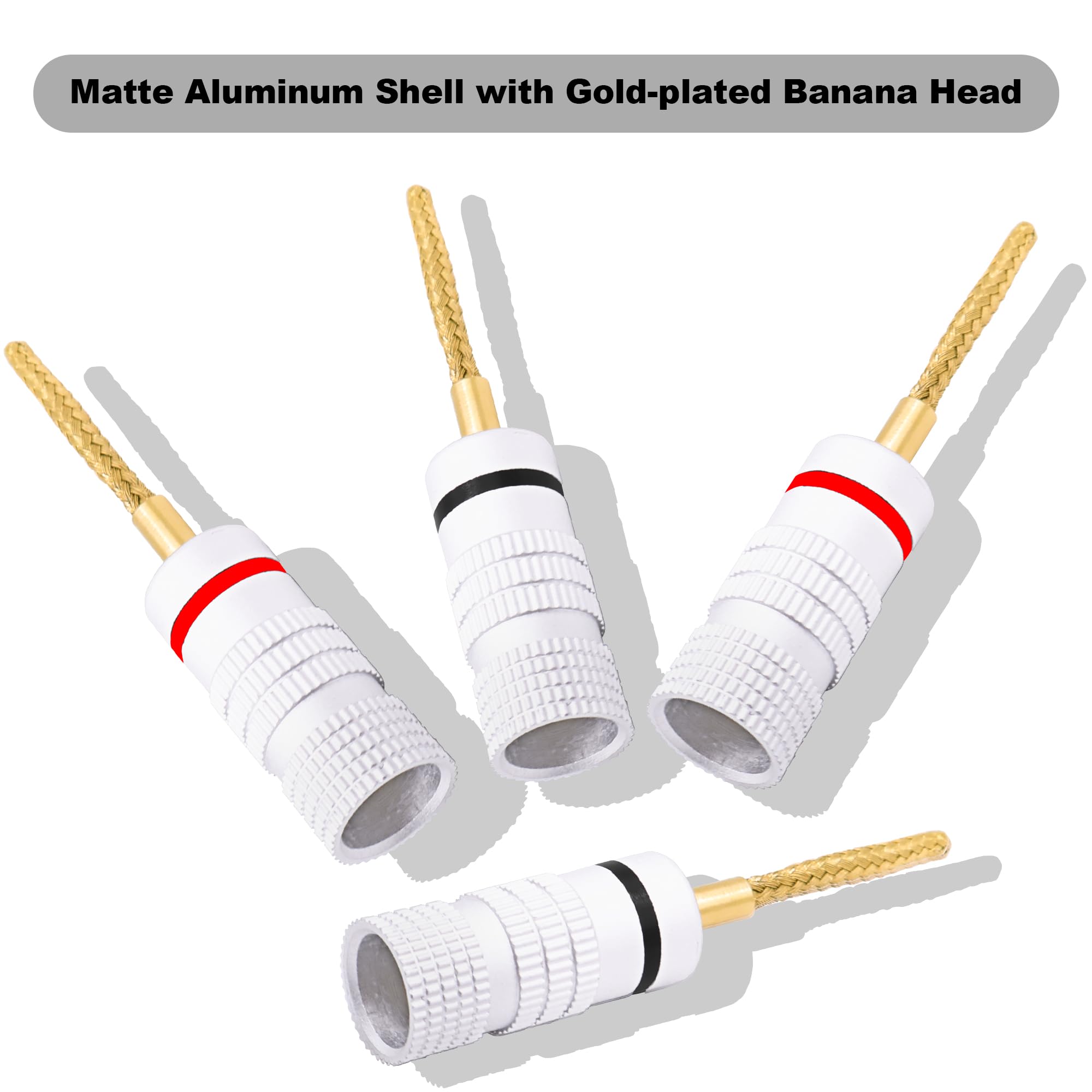 Flex Pin Banana Lot de 8 connecteurs tressés plaqués or 2 mm Soft Weaving Banana Pin Connectors Bornes sans soudure pour amplificateur, haut-parleur, câble audio maison