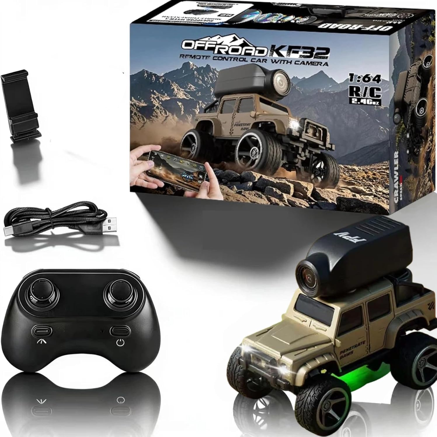 1 64 Scale 4WD Alloy Mini RC Crawler Car with FPV Camera 2 4GHz RTR Off-Road Mini Desktop