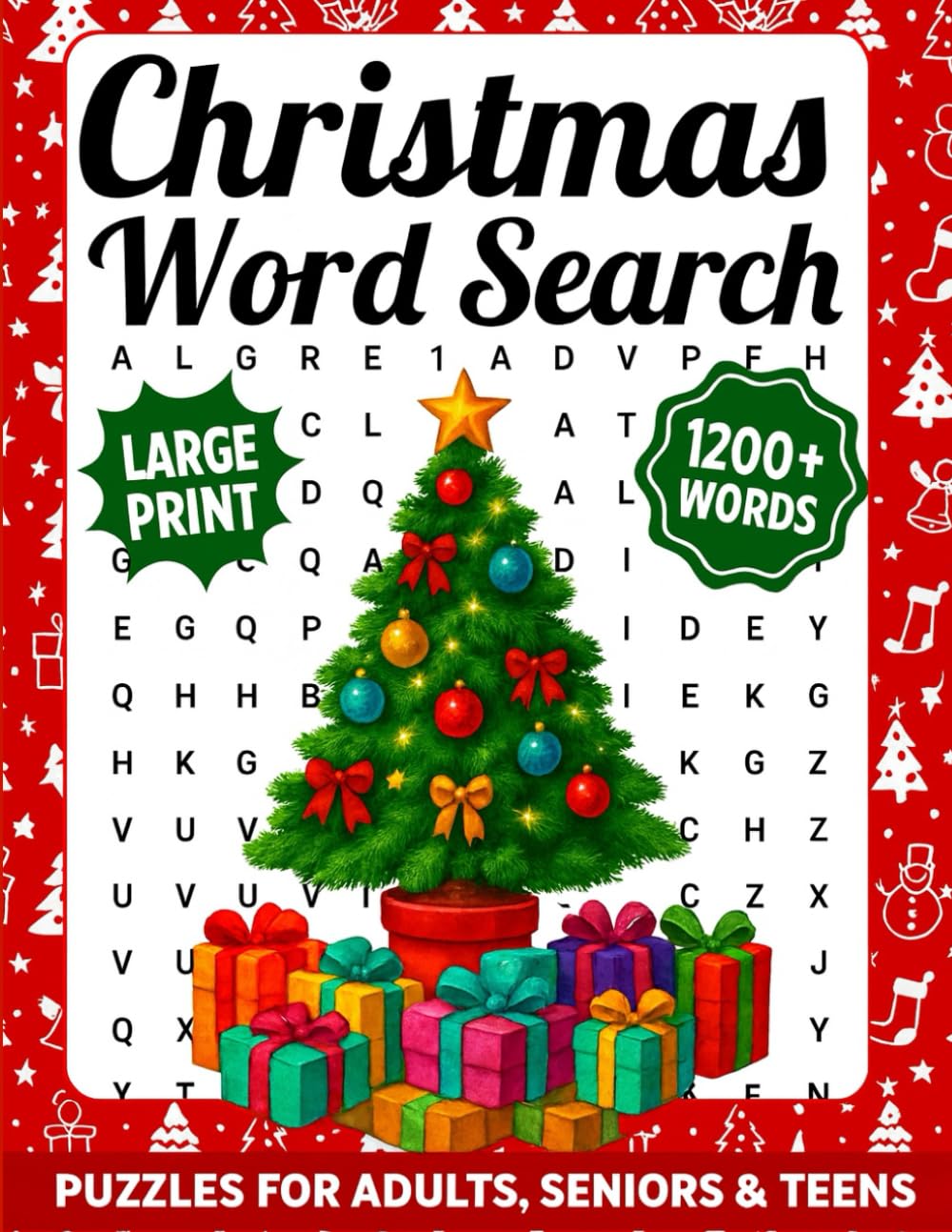 Christmas Word Search: 1200+ Word Search Puzzles for Adults, Seniors & Teens, Large Print Edition