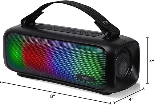 Miniatura 8 de Tyler Altavoz Bluetooth inalámbrico Iluminación RGB de largo alcance recargable Boombox USB MP3 AUX entradas FM Radio sonido y graves correa de