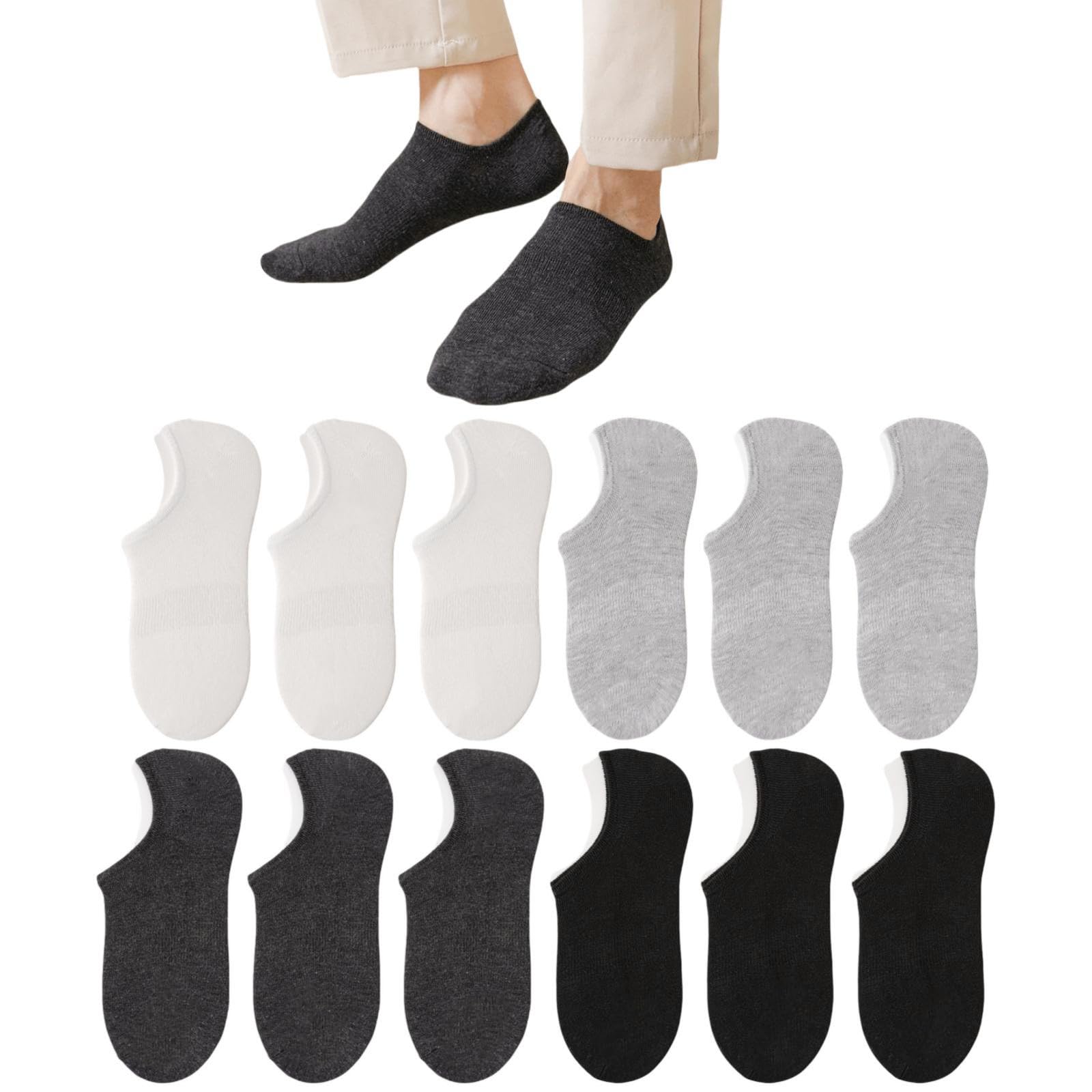 O'Neill Calzini Unisex Invisibili – Confezione Da 9 Paia, In Cotone, Traspiranti, Taglie 35-38, 39-42, 43-46, Nero/Bianco