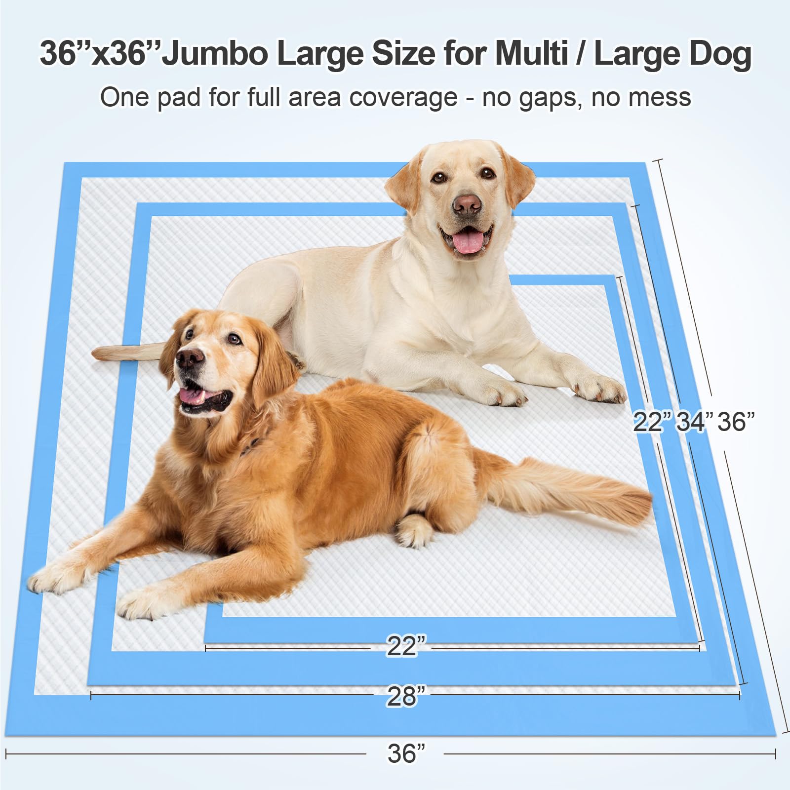 Almohadillas para orina de perro extra grandes, XXL gruesas de 6 capas ultra absorbentes para perros, a prueba de fugas y de secado rápido, absorben hasta 1200 ml, 45 unidades