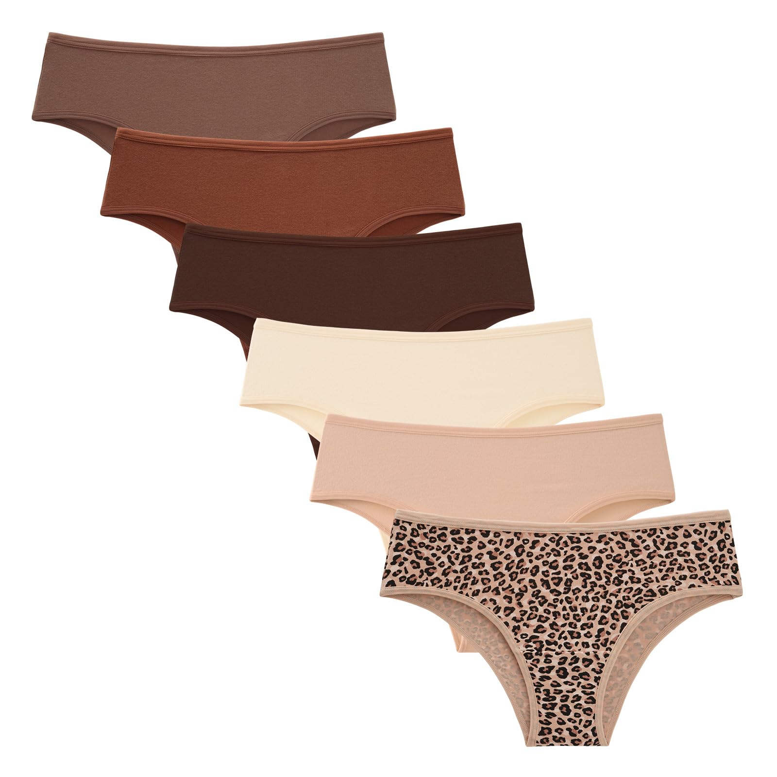 INNERSY Women's Breathable Cotton Cheeky Underwear Stylish Hipster Panties 6-Pack