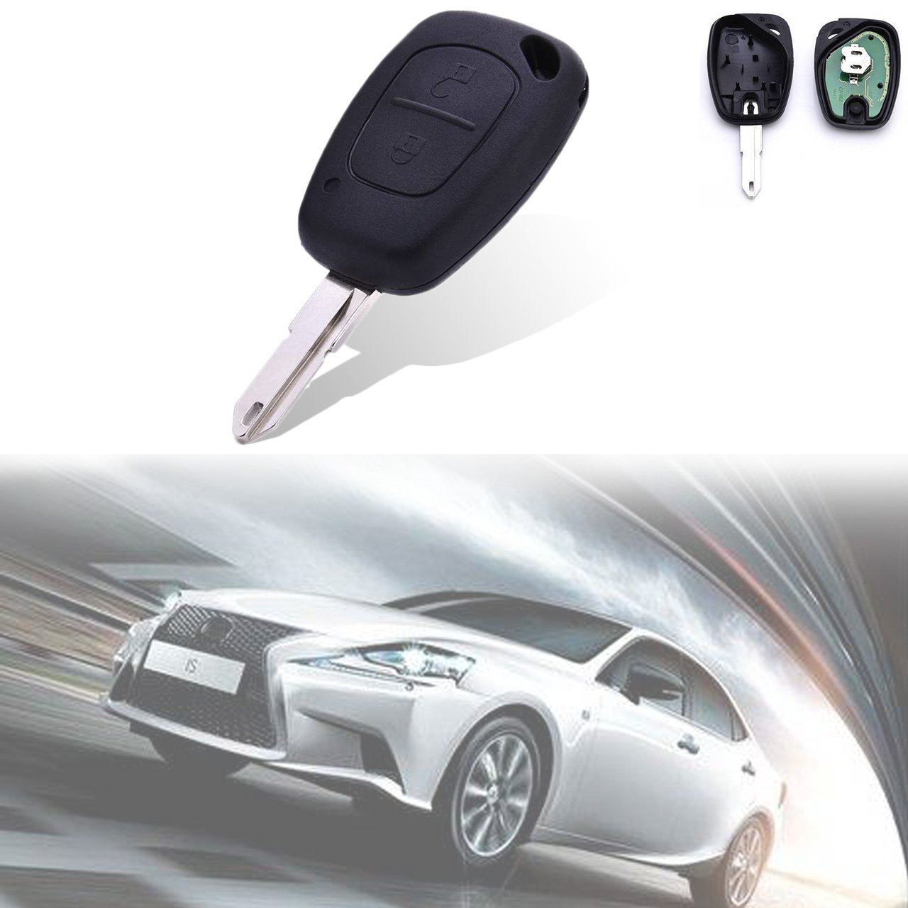 KATUR Uncut Key Remote 2 Buttons Transmitter 433MHz Chip PCF7946 for Renault Vivaro Movano Master Traffic