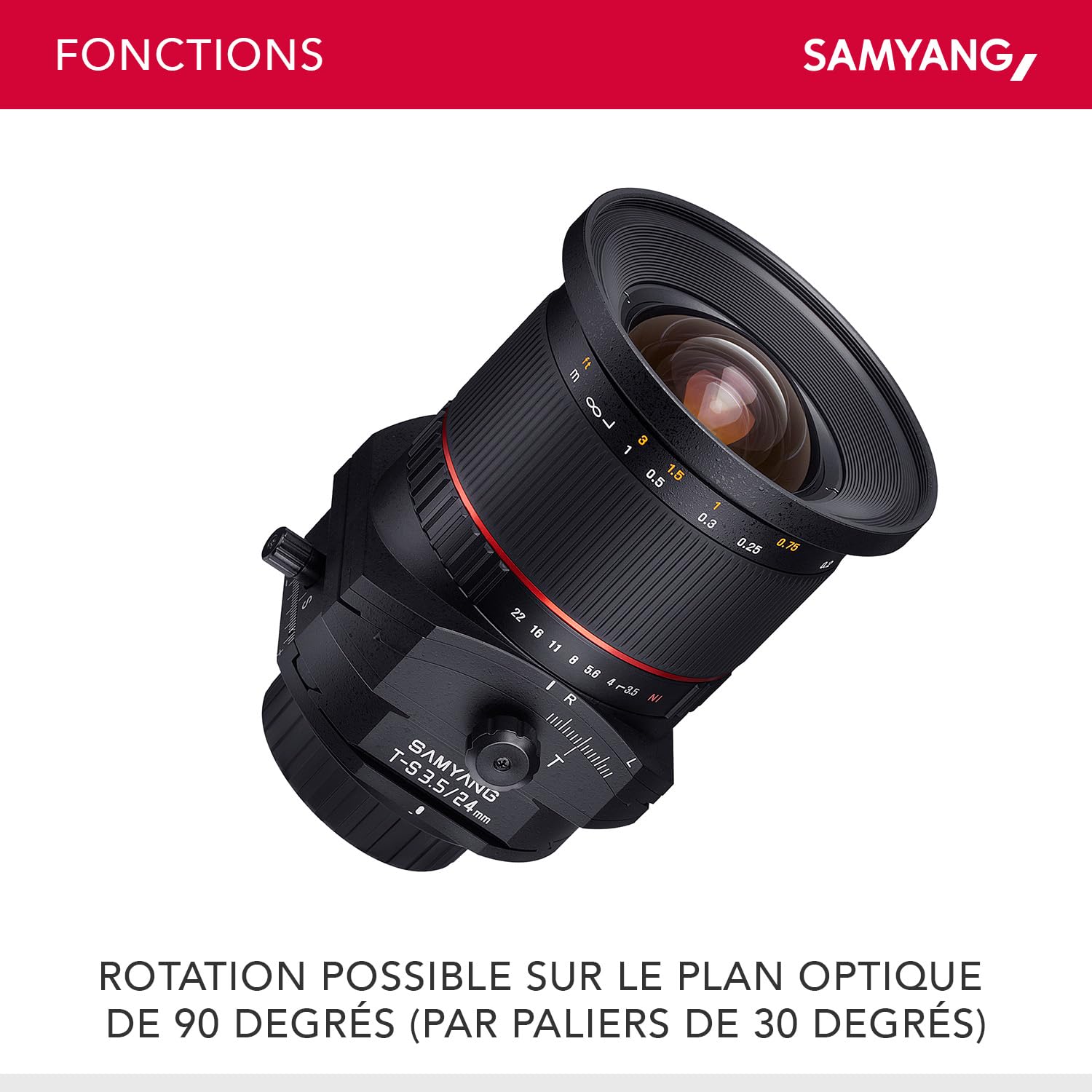 Samyang MF 24 mm F3,5 T/S pour Sony E - Tilt Shift plein format et objectif grand angle APS-C - Mise au point manuelle - Distance focale fixe pour appareil photo Sony avec E Mount