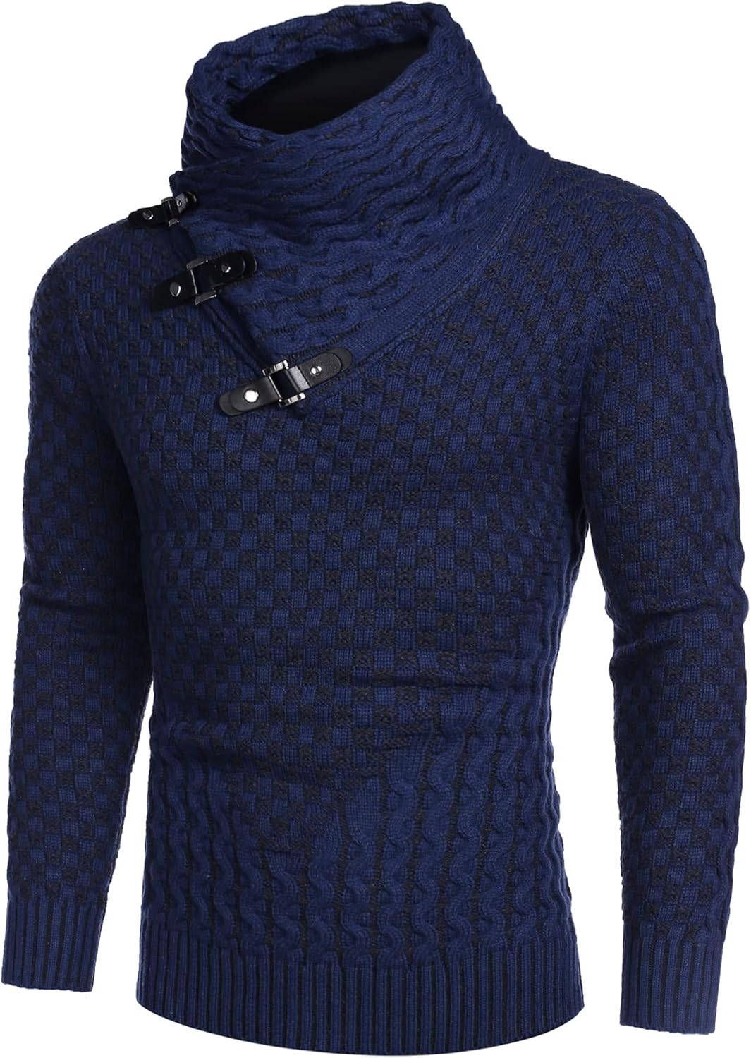 COOFANDY Men's Knitted Turtleneck Sweater Long Sleeve Slim Fit Designer Shawl Collar Pullover - Image 2