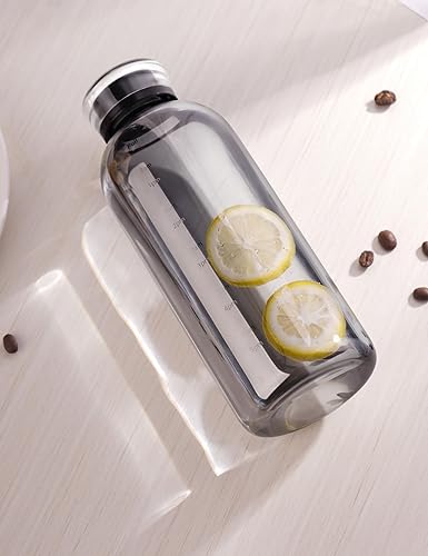 Miniatura 5 de NiHome Botella de agua de vidrio de 25 onzas  25.4 fl oz con dos tapas, popote de acero inoxidable, cepillo y cubierta de silicona, vidrio de