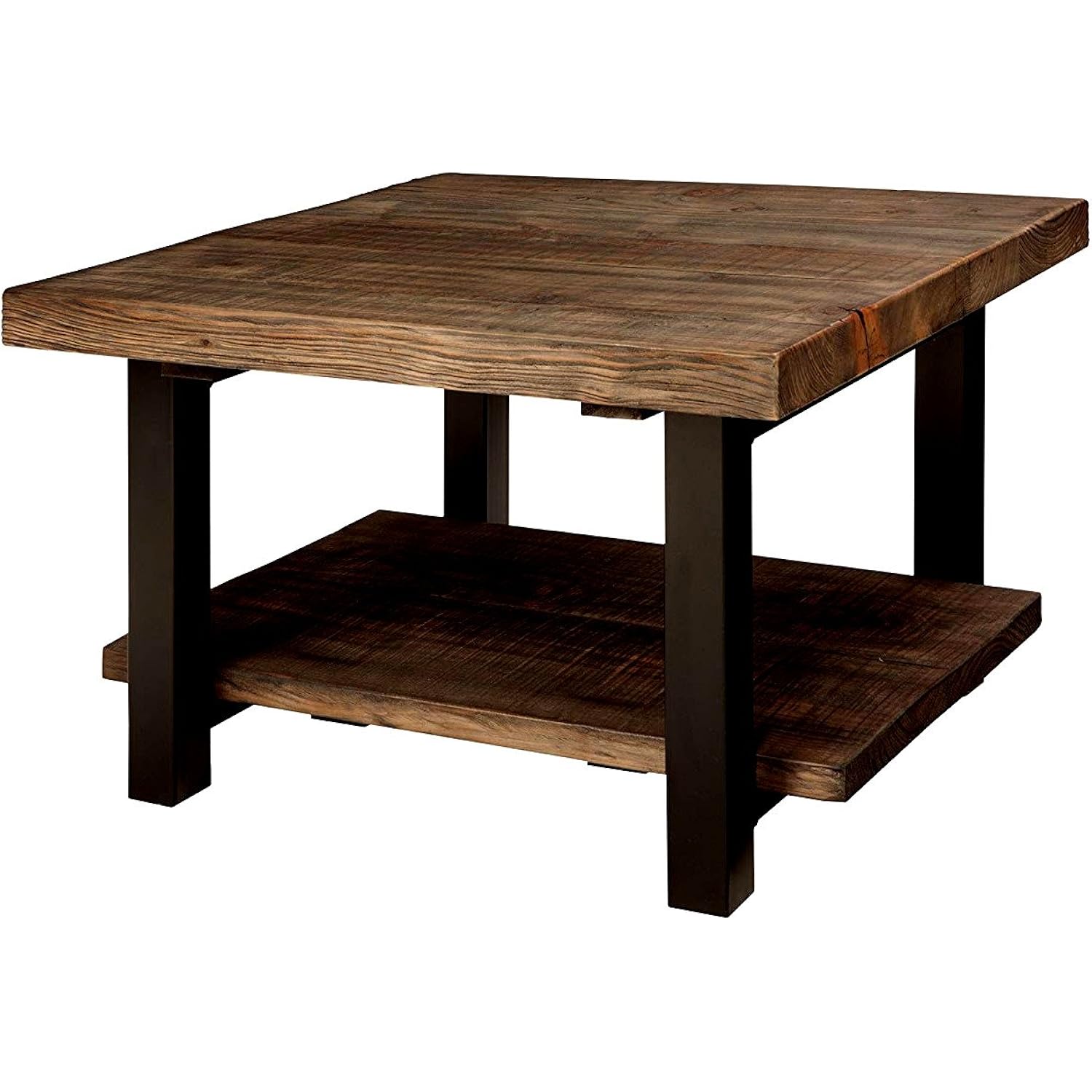 2 Tier Coffee Table Square Large with Open Storage Shelf