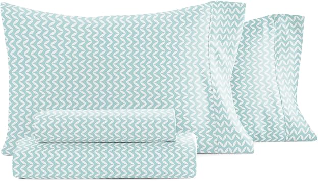 Linen Market 4 Piece King Bedding Sheet Set Light Blue Chevron - Sleep Better Than Ever with These Ultra-Soft & Cooling Bed Sheets for Your King Size Bed - Deep Pocket Fits 16" Mattress