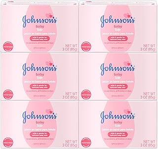 Body Soap Bar, Gentle for Baby Bath and Skin Care, Hypoallergenic and Dermatologist Tested, Paraben Free, Phthalate-Free, Dye-Free, 3 oz (Pack of 6)