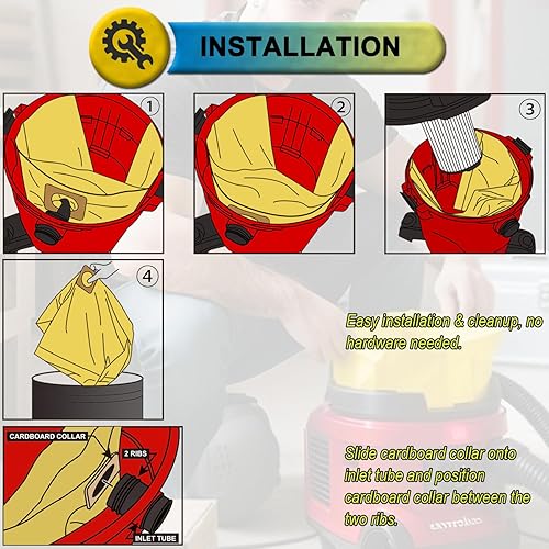 Miniatura 4 de Paquete de 4 bolsas CMXZVBE39970 para aspiradora CRAFTSMAN de 6 y 9 galones para aspiradoras húmedassecas, parte # 39970 CMXZVBE39970, bolsa de