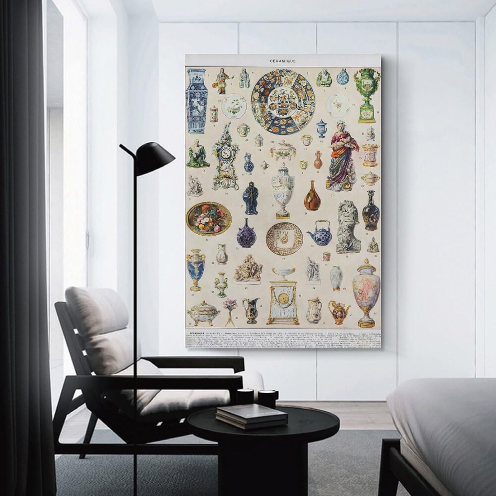 Junmoney Vintage Ceramic Hanging Wall Art 24x36inch(60x90cm), for Restful Interiors, Bedrooms Or Small Rooms, Home Artwork with A Soft Interior Feel