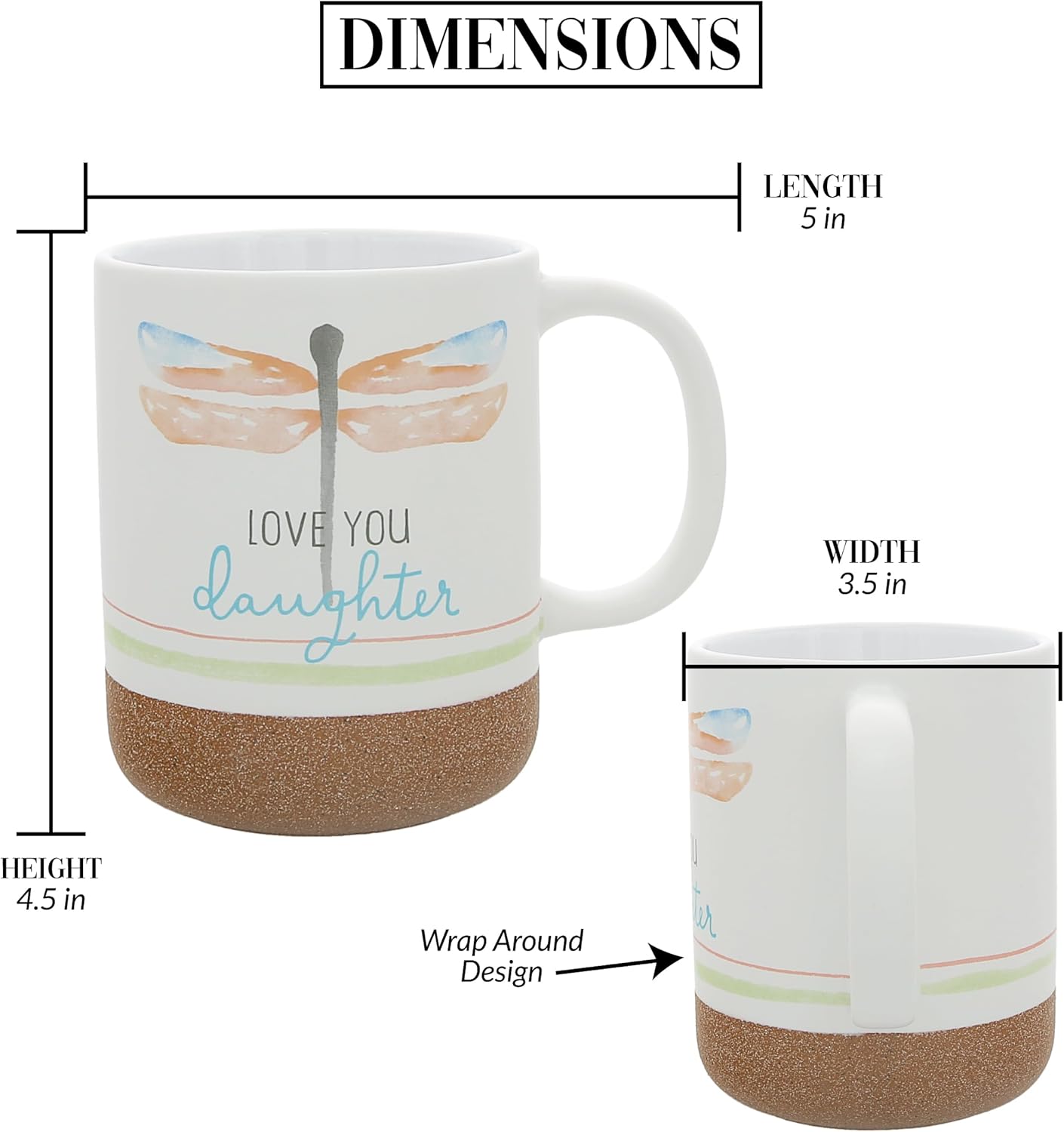 Pavilion - 16 oz 473 mL Coffee Mug Tea Cup Striped Sandy Glazed Bottom Watercolor Bestie BFF Friendship Mom Grandma Sister Daughter Encouragement Gift Present (Daughter) - Image 6