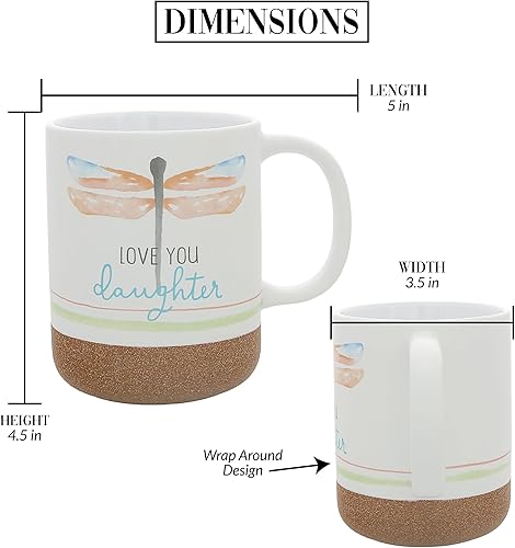 Miniatura 6 de Pavilion Gift Company - Love You Daughter - Taza de cerámica de 16 onzas con fondo glaseado de arena, libélula, taza de café de mango grande,
