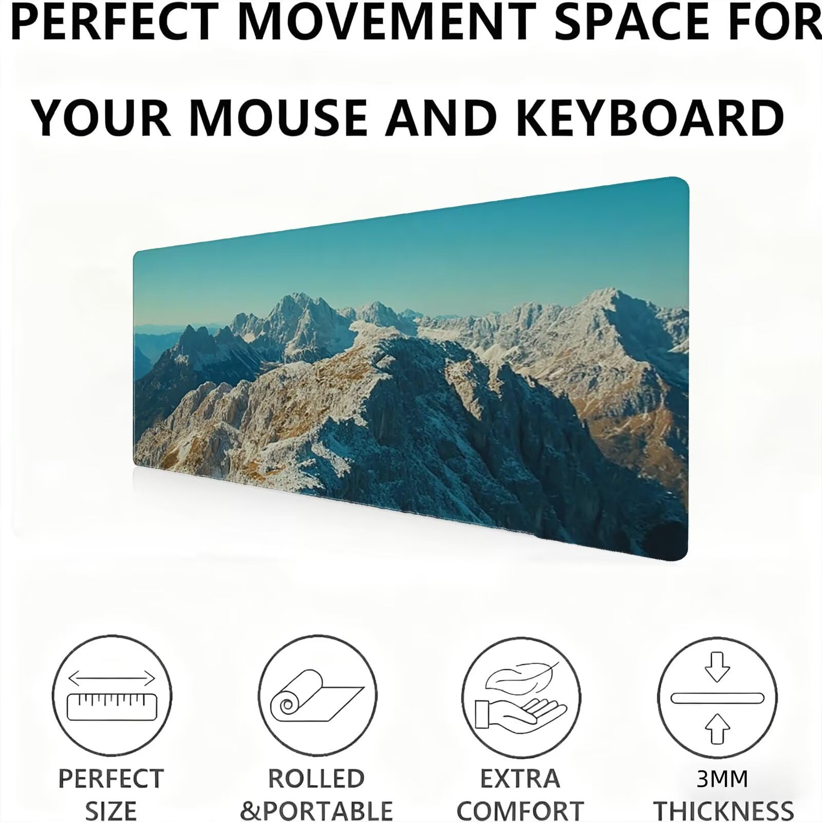 Podkładka pod mysz górską/krajobraz XXL 1500 x 800 mm duża podkładka pod mysz szyte krawędzie wodoodporna antypoślizgowa duże rozszerzone akcesoria biurowe do komputera, przenośny poprawia dokładność