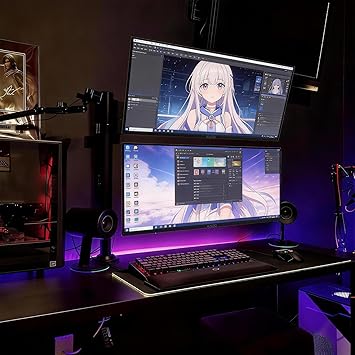 Kado Dual Gaming Monitor Setup - 2-Pack 34 100Hz Ultrawide 21:9 3440x1440 WQHD Computer Monitor 103% sRGB, Stacked Gaming AMD FreeSync Premium, VESA Mount HDMI DisplayPort Built-in Speakers