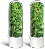 UEOZ Herb Keeper for Fridge - 2 Pack Herb Savers, Keeps Cilantro Mint Parsley Asparagus Fresh 2-3 Weeks