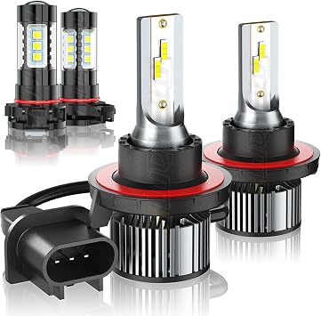 for Jeep Wrangler 2010-2020 High Low Beam+Fog Light Bulbs, Pack of 4 | 350% Brightness White, Plug and Play, for Off-Road Use, Year 2010 2011 2012 2013 2014 2015 2016 2017 2018 2019 2020