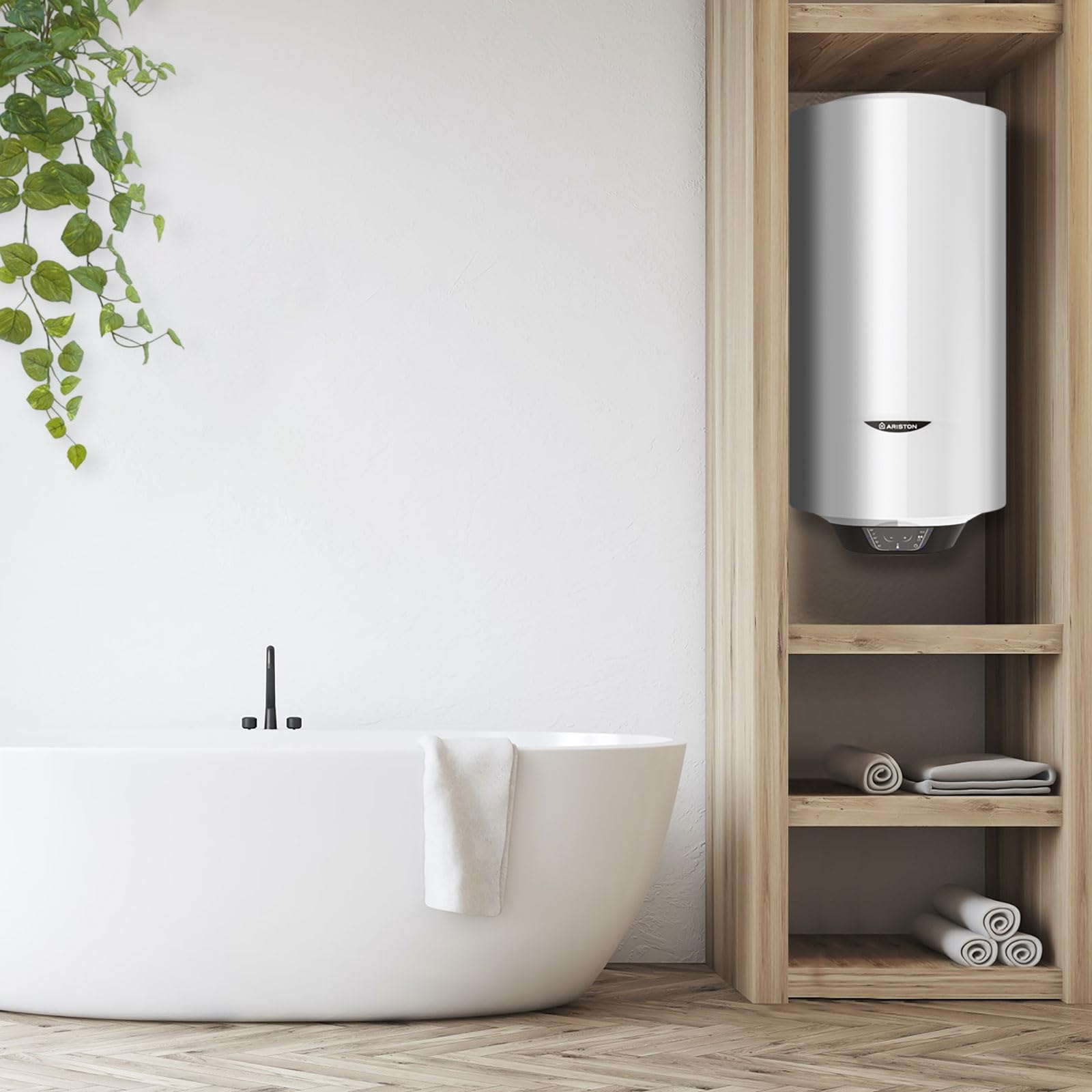 Ariston Pro1 Eco Slim - 65 litrów, niski pobór mocy, pionowy elektryczny podgrzewacz wody z funkcją ECO 37,3 x 35,3 x 98,1 cm - wyprodukowany do instalacji w Hiszpanii
