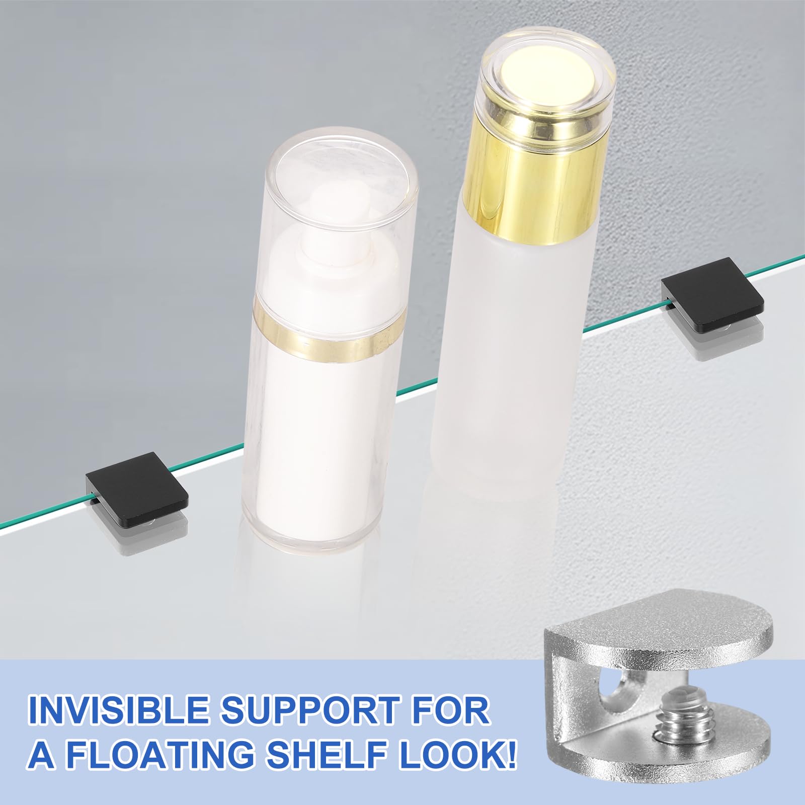 PATIKIL 8 Pcs Adjustable Frameless Glass Shelf Bracket - Image 4