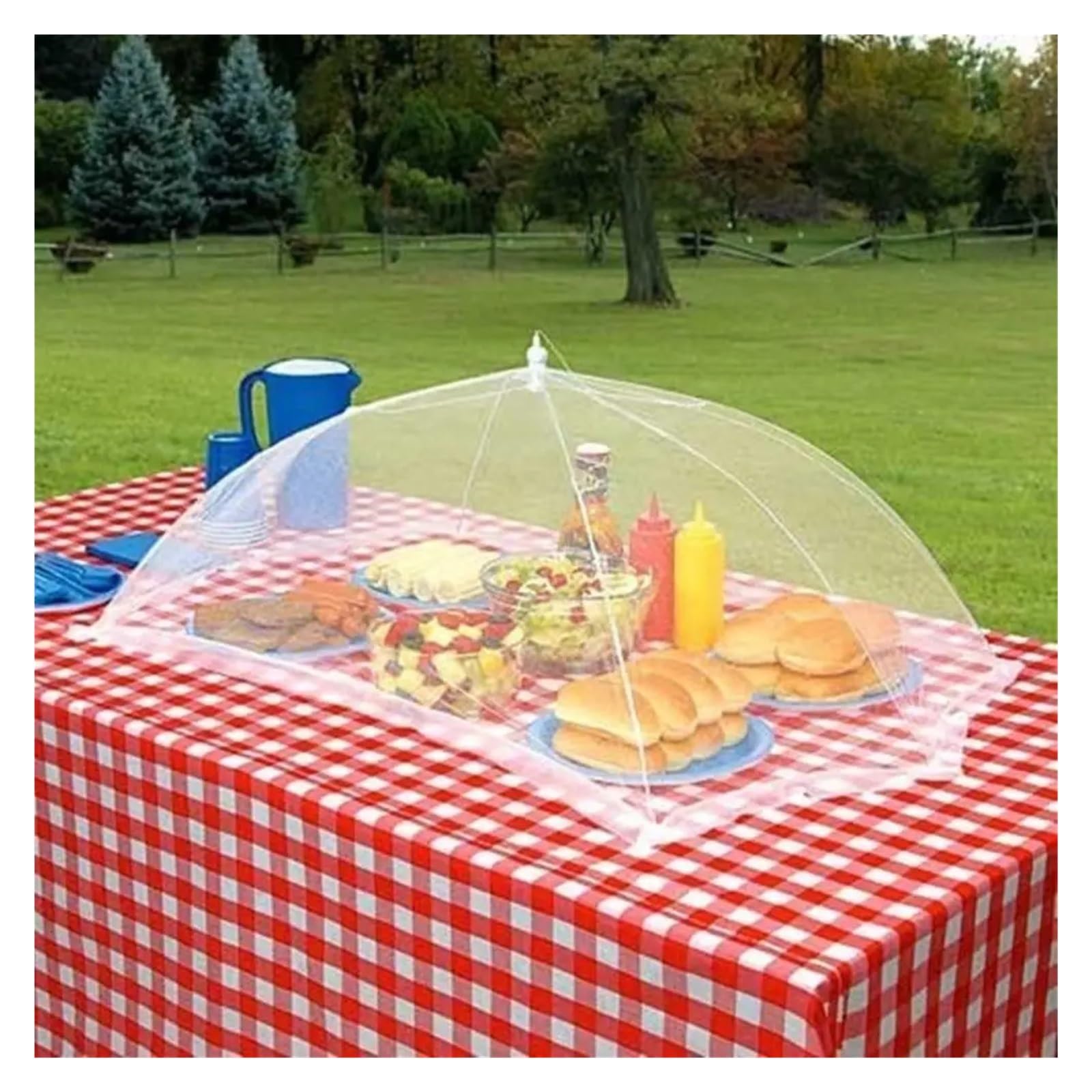 Netzabdeckung für Lebensmittel, Lebensmittelabdeckung, Netzstoff, faltbar, atmungsaktiv, for Esstisch, Fliegen, Mücken, mehrere Größen(60x60cm)