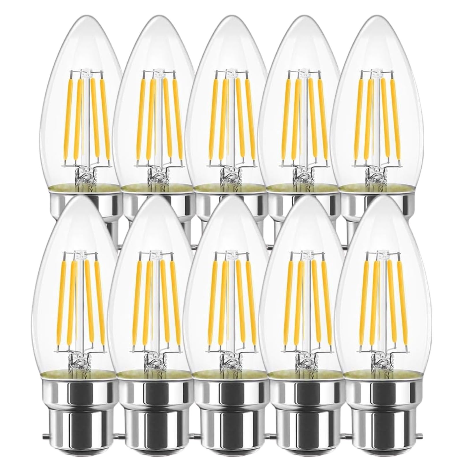 Izzy Led Lighting Candle Bulb B22 Bayonet Light Bulb | Warm White 2700K | Filament Dimmable Candle Light Bulb | 670 Lumen 5W | 40W Equivalent Energy Saving Bulb B22 [Energy Class A] - Pack of 10