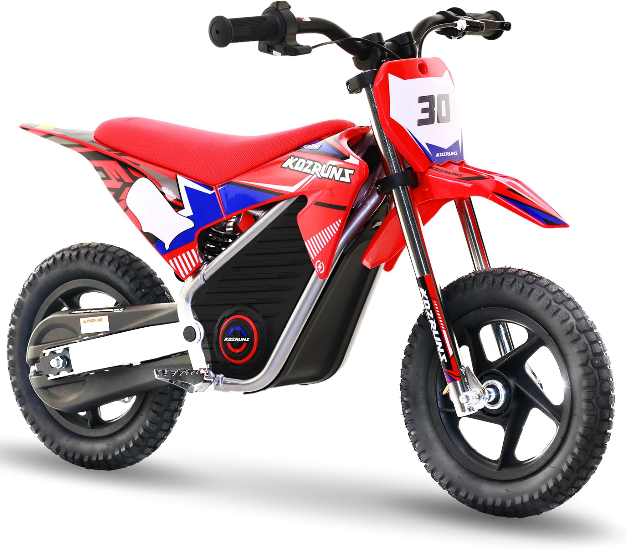 AIII Electric Dirt Bike for Kids 3-7, High Performance Racing Grade Motorcycle, Up to 8MPH, 2 Speed Settings, 12-Inch Off-Road Tires, Rear Disc Brakes & Advanced Shock Absorption, Red