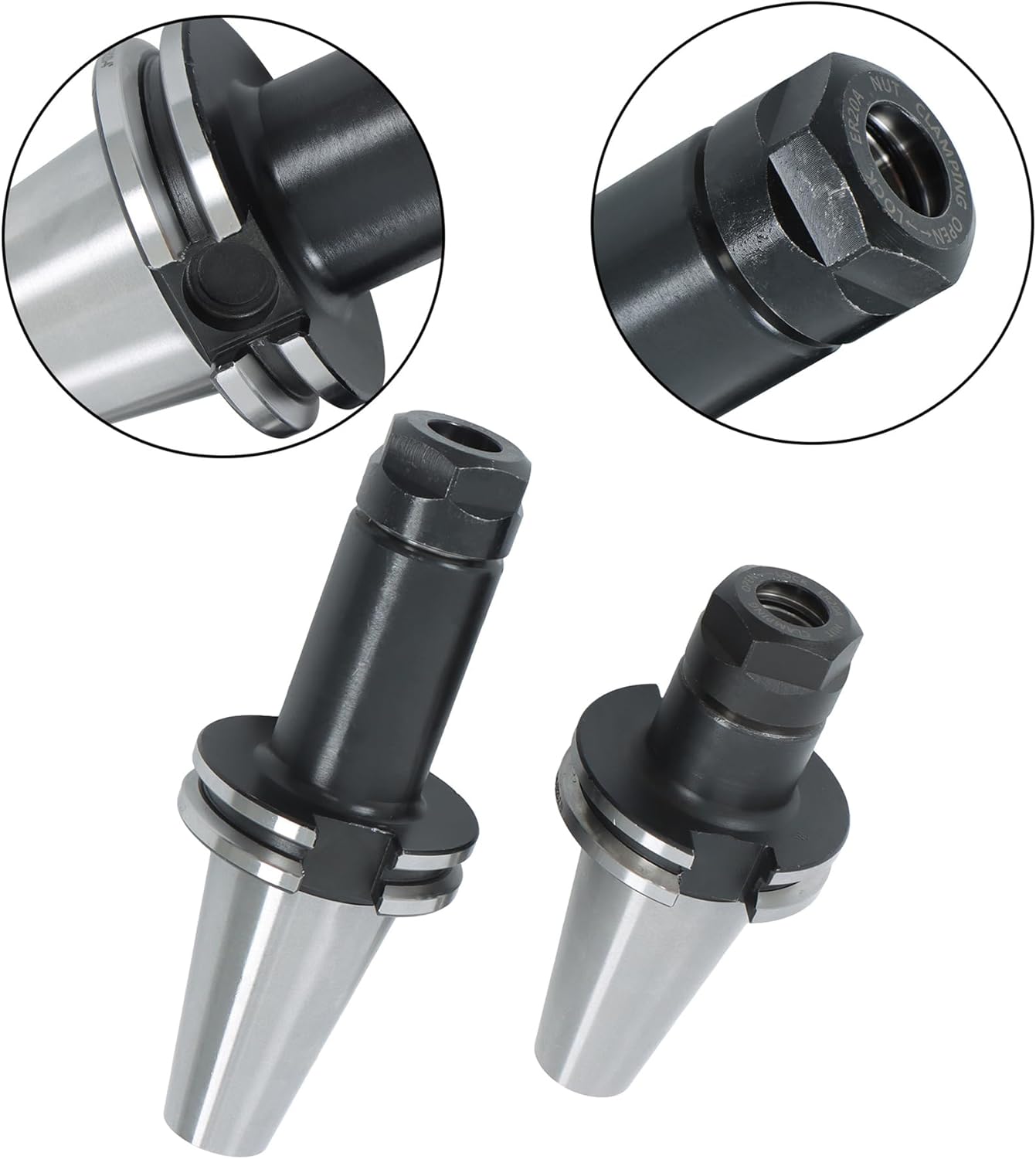 2 pcs 2.76' and 2 pcs 4' CAT40 ER20 Collet Chuck Tool Holder CNC Short & Long