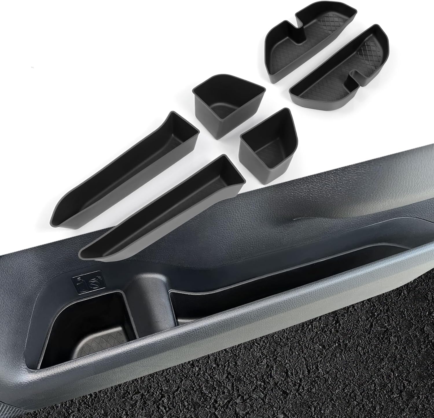 smabee 6PCS Front Rear Door Organizer Insert for 2024 2025 2026 Toyota Land Cruiser Prado 250 J250 LC250 Accessories TPE Door Side Storage Box Interior Black