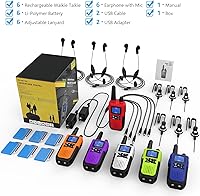 Vista 8 de Walkie Talkies Rechargeable for Adults Long Range with Earpiece NOAA Weather Alert, Multi-purpose 2 Way Radio 6 Pack for Team Work Senior Care Kid