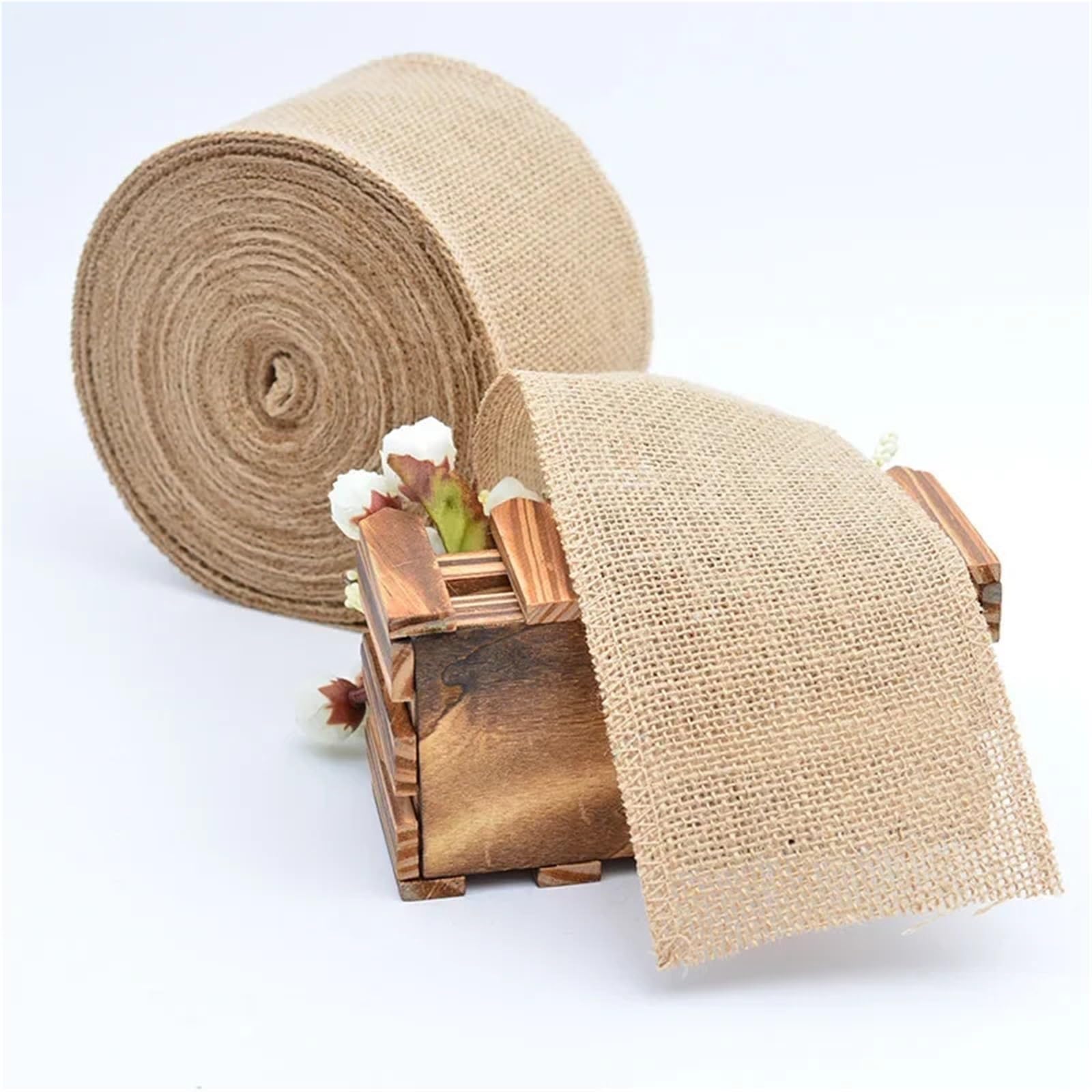 Juteband 1–10 Meter/Rolle, natürliches Jute-Sackleinen-Spitzen-Sackleinen-Hanfband, Vintage, rustikal, for Hochzeit, Party, Weihnachten, Dekoration, DIY-Handwerk(100mm width,10 Meter)