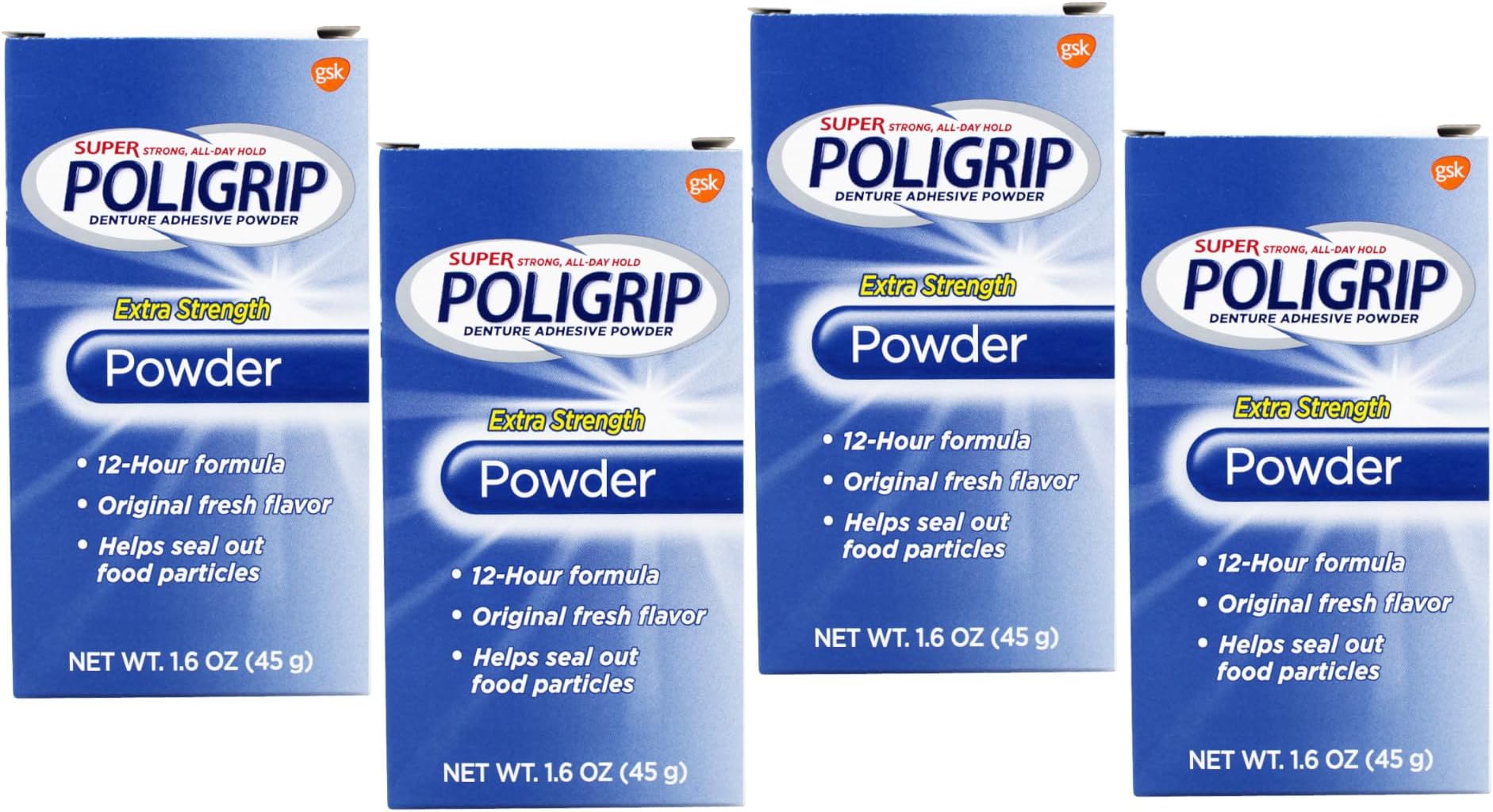 Super Poligrip Denture Adhesive Powder-1.6 oz (Pack of 4) by Super Poli-Grip