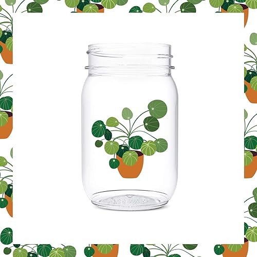Miniatura 6 de TOSSWARE POP - Tarros de 16 onzas, juego de 6 piezas de plástico reciclable, irrompible y transparente, tarros Mason con impresión