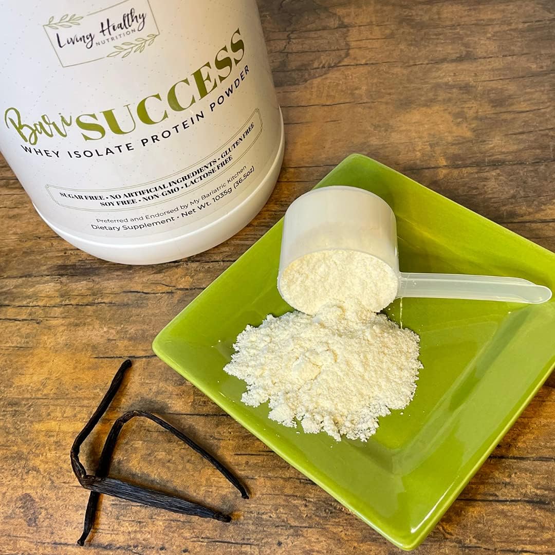 Living Healthy Nutrition BariSuccess Vanilla Whey Isolate Protein Powder - 30g Protein, 30 Servings/Container - Free of Fat, Sugar, Gluten, Soy & Lactose - Low Carb Bariatric Meal Replacement Protein : Health & Household