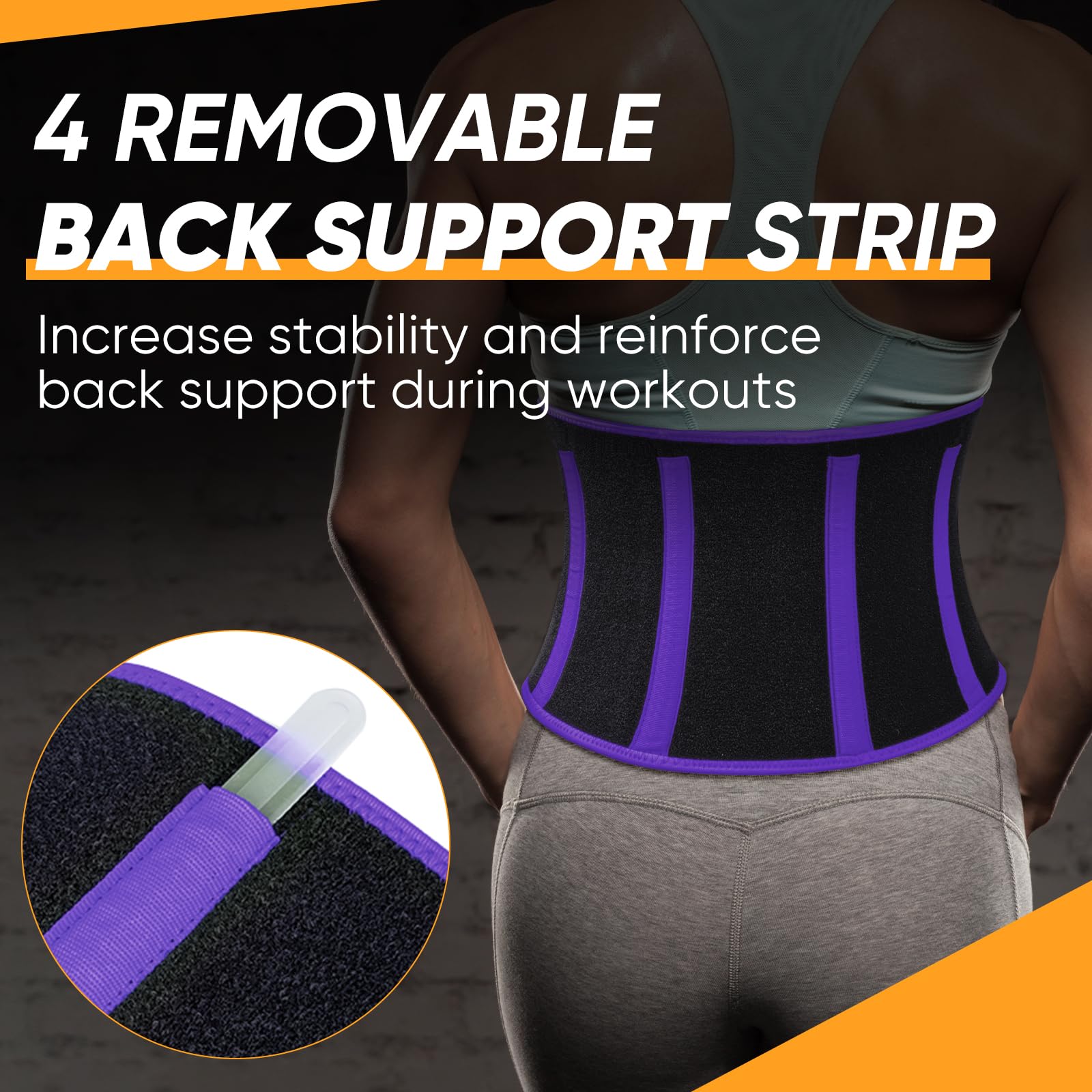 APEXUP - Entrenador de cintura para mujer, grasa del vientre inferior, banda de sudor para hombres, envoltura de estómago, recortador de cintura con soporte lumbar extraíble